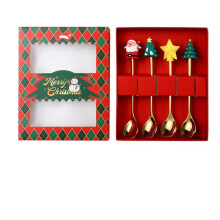 Christmas Cutlery Set Festive Stainless Steel Utensils with Santa Snowman Design for Holiday Dining 4pcs