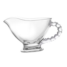 Glass Gravy Boat with Handle Clear Sauce Dish for Salad Dressings Milk Cream EasyGrip