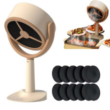Portable Range Hood with Low Noise Mini Kitchen Exhaust Fan, Adjustable Angle, 10 Carbon Filters, Beige