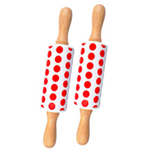2pcs Small Silicone Rolling Pin Nonstick FoodGrade with Wooden Handle for Dough Pastry Pizza