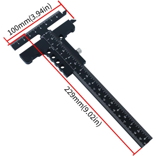 Sliding T Square Ruler for Woodworking with OneClick Angle Lock and Precision Right Angle Marking 1