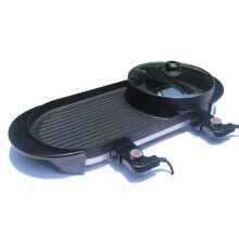 Electric Hot Pot Grill 2 in 1 Smokeless Indoor BBQ with Dual Temperature Control NonStick Medium