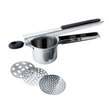 Stainless Steel Potato Ricer with Non Slip Handle and Interchangeable Disks for Smooth Puree