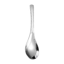 Stainless Steel Long Handle Soup Spoon with Mirror Polished Finish and Anti Slip Grip Silver
