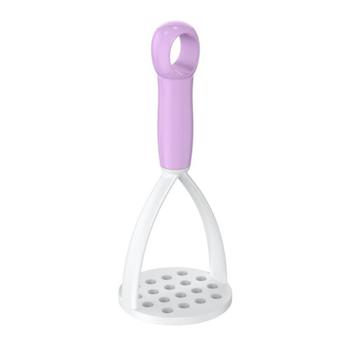 Mini Potato and Avocado Masher Compact Kitchen Tool with Hookable Handle Dishwasher Safe Purple