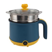 Electric Hot Pot with Steamer Basket, 1.8L Nonstick Mini Electric Cooker for Dorm and Travel