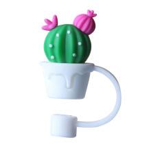 Cute Cactus Straw Cover for Stanley Cup, DustProof Silicone Cap for Tumblers, Reusable Straw Lid