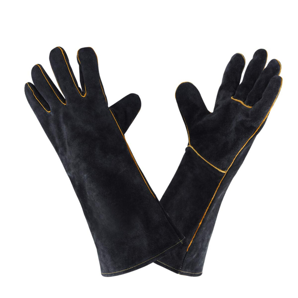 Welding Gloves Heat Resistant, Flame Resistant Split Cow Leather Work Gloves With Reinforced Palm And Protective Sleeves, Heavy Duty Fire Resistant 9181073069758