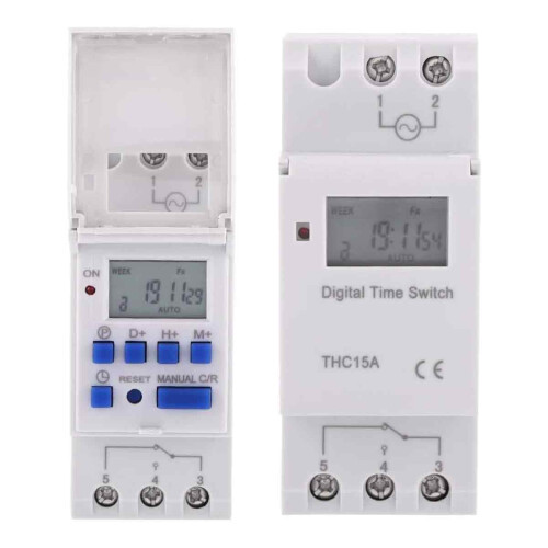Programmable Timer Relay For AC220V Systems, Digital Time Switch With 16 ON OFF Cycles And LCD Screen For Automated Lighting And Equipment Control, 2