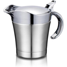 16oz Stainless Steel Gravy Boat with Double Insulated Design and Hinged Lid for Hot Sauces