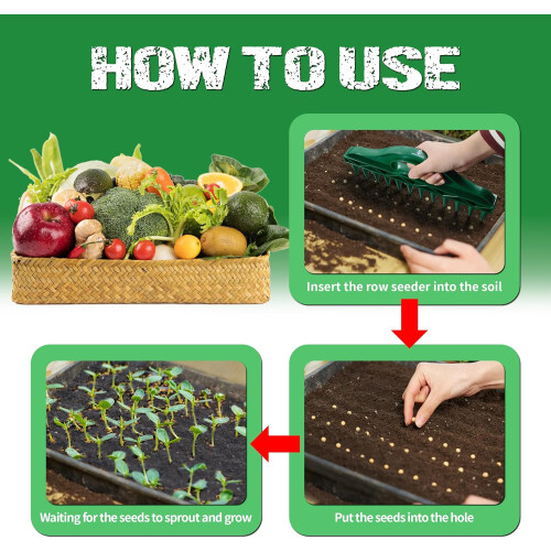 Seed Planting Tool with Ergonomic Grip for Precise Garden Rows and Vegetable Herb Planting 1