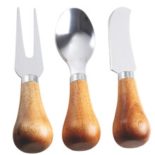 Stainless Steel Cheese Knife Set with Wooden Handles for Cutting and Serving at Home or Restaurant