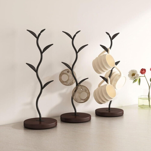 EcoFriendly Bamboo Cup Holder with Unique Bamboo Pattern, Rustic Wooden Drink Display Stand 2