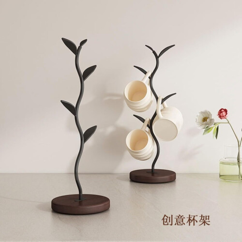 EcoFriendly Bamboo Cup Holder with Unique Bamboo Pattern, Rustic Wooden Drink Display Stand 1