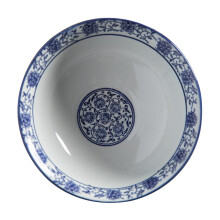 Large Ceramic Ramen Bowl with Heat Retention, Blue White Porcelain Soup and Salad Serving Bowl