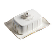 Ceramic Butter Dish with Airtight Lid Seal, Elegant White Porcelain Storage for Kitchen