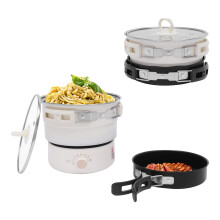 Portable Electric Hot Pot with 8Level Temperature Control, NonStick MultiFunctional Cooking Pot, 0.42 Gallon, Green White