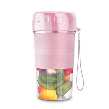 Portable USB Rechargeable Blender with Speed Stainless Steel Blades, 300ml Pink Smoothie Bottle for Travel, Gym and Office