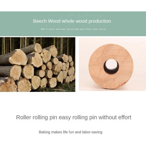 Wooden Rolling Pin with Handles Natural Beech for Baking Smooth Rolling 11.61 Inch Dough Roller 1