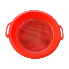 Kids Beach Sand Sifter Toy with Handle for Digging Games and Hourglass Play, Red