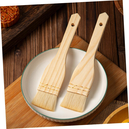Wool Basting Brush with Ergonomic Wood Handle for BBQ Baking Meat Bread and Pastries 2