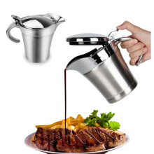 Stainless Steel Gravy Boat 450ml DoubleWalled Insulated Sauce Server with Lid and NonDrip Spout