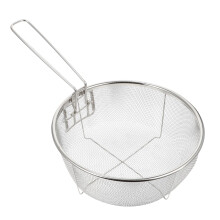 Stainless Steel Foldable Frying Basket with Long Handle for French Fries and Quick Oil Drainage