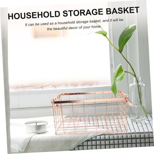Wire Storage Basket with Handle Large Capacity Metal Fruit Basket for Kitchen Counter Decor 2
