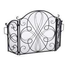 Fireplace Screen Wrought Iron 3 Panel Tall Guard for Child and Pet Safety with Elegant Design