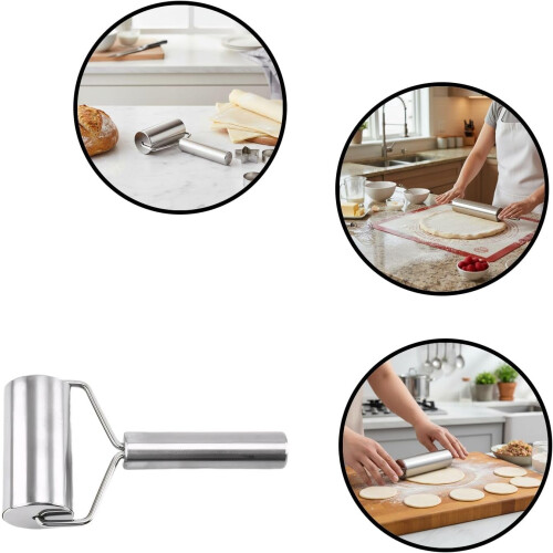 Stainless Steel Rolling Pin for Baking with Ergonomic Grip, RustResistant Polished Dough Roller Silver 2