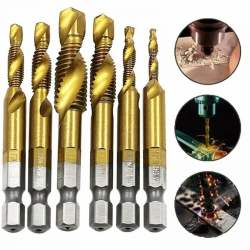 Screw Tapping Tool with HSS Construction, Titanium Coated Combination Drill and Tap Bit for Metric Threads, Self-centering Design Ensures Precision, 1