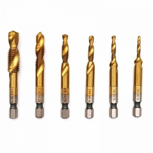 Screw Tapping Tool with HSS Construction, Titanium Coated Combination Drill and Tap Bit for Metric Threads, Self-centering Design Ensures Precision, 2