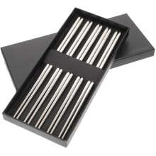 5 Pairs Stainless Steel Chopsticks Set NonSlip Tip Dishwasher Safe for Sushi Noodles Asian Cuisine