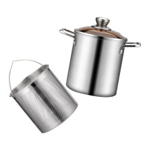 Deep Fryer Basket Stainless Steel Frying Pot with Ergonomic Handle for Chips Vegetables Meat Cooking