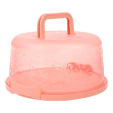 Cake Carrier with Lid for Birthday, Dustproof Reusable Cake Storage Box with Handle Pink