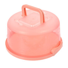 Cake Carrier with Lid, Transparent Dome, Round Cake Storage Box for Parties, Pink