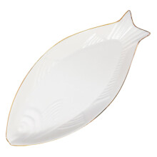 Ceramic Fish Serving Plate Elegant FishShaped Design for Sushi Steak Pasta Dishwasher Safe 39x18cm