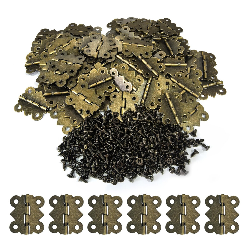 60Pcs 1.2In Antique Bronze Butterfly Cabinet Door Hinges With Screws For Wooden Boxes And Crafts 9070919212536