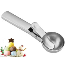 Stainless Steel Ice Cream Scoop with Trigger Release, Ergonomic Handle for Ice Cream Cookie Fruit
