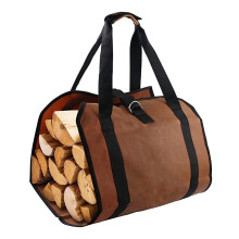 Large Canvas Firewood Carrier with Gloves, 39 Inch Log Tote Bag for Indoor and Outdoor Fireplace Use