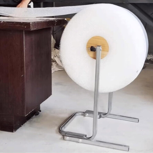 Bubble Wrap Dispenser with Foldable Bracket, Vertical Steel Holder for Warehouse Packaging 1