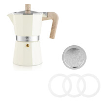 Aluminum Moka Pot 9 Cup White Italian Style Stovetop Espresso Maker with Filter and Gaskets