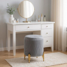 Modern Pleated Storage Ottoman with Metal Base