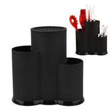 Knife Block Large Capacity Plastic 3 in 1 Kitchen Knife Holder Detachable Design Black