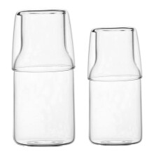 2 Sets Glass Carafe Set with Cup, Large Capacity Borosilicate Water Jug for Bedside, Tea and Parties