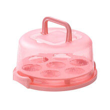 Pink Transparent Cake Carrier with Handle and Secure Cupcake Holder for Parties and Events