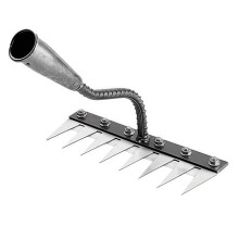 Heavy Duty Carbon Steel Garden Rake with 8 Teeth for Weeding, Lawn Soil Loosening and Dethatching