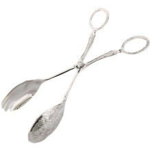 Gold Salad Serving Tongs 9 Inch Elegant European Style Zinc Alloy for Weddings and Parties