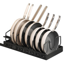Pull Out Pot and Pan Organizer with 8 Adjustable Dividers, Sliding Lid Holder for Kitchen Cabinets