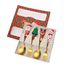 Christmas Cutlery Set Stainless Steel Spoon and Fork Festive Tableware for Holiday Parties